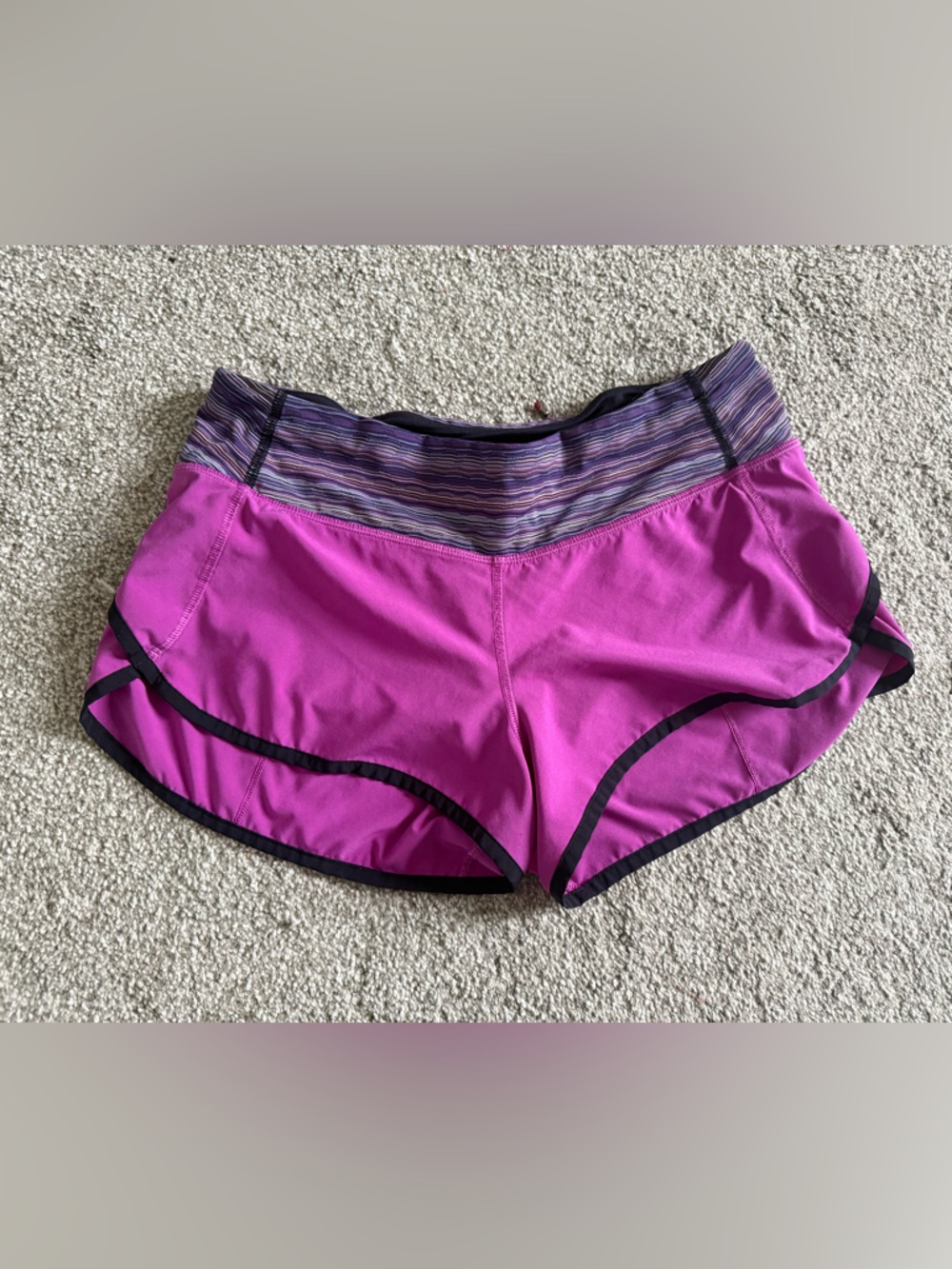 lululemon athletica Pink Athletic Shorts with Striped Waistband